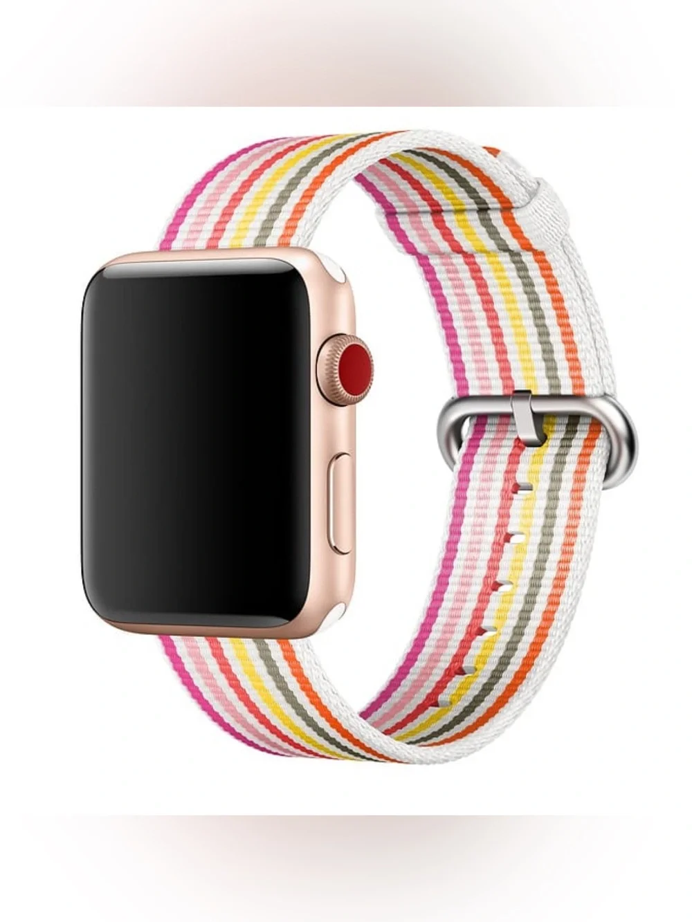 NWOB Apple Pink Stripe Woven Nylon Watch Band 42MM 44MM 45MM 49MM